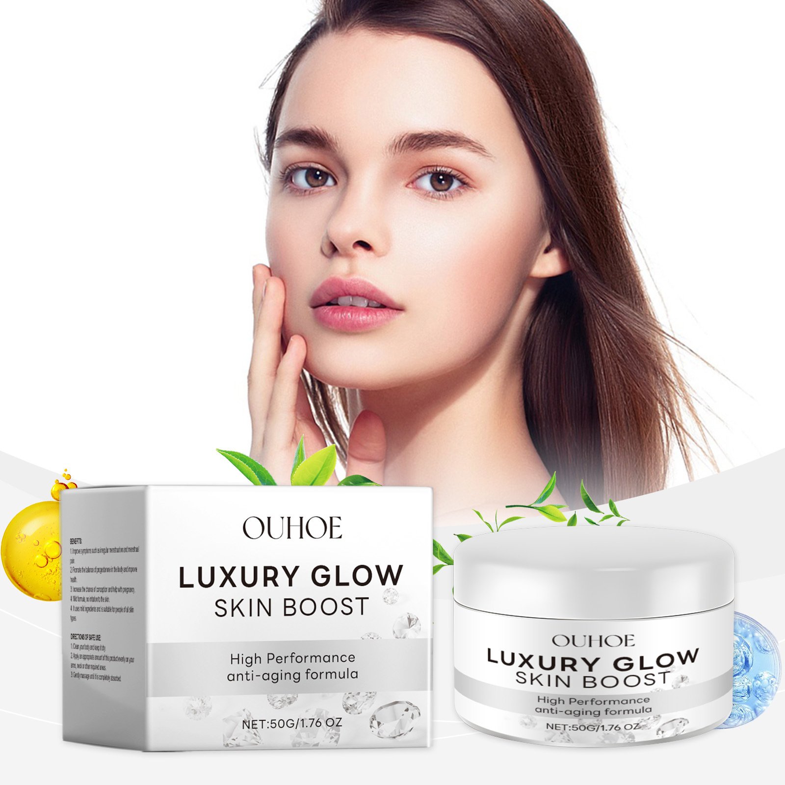 OUHOE Luxury Glow skin Boost Deep Moisturizing leaving skinhydrated and smooth,Brighten skin Tone face cream 50g