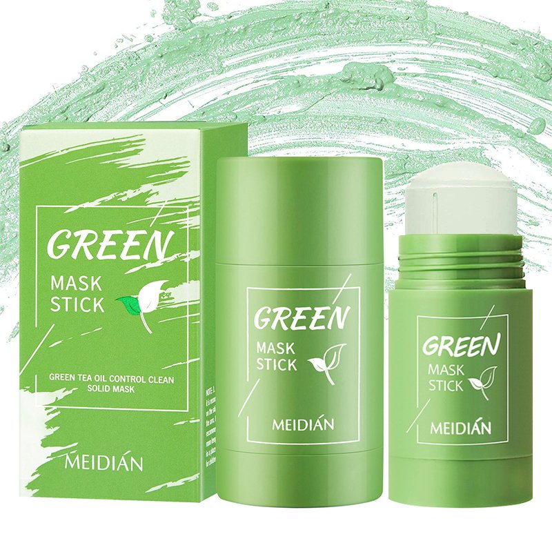 (2 Pack) Green Tea Purifying Clay Mask Stick Face Moisturizes Blackhead Remover Skin Texture Suitable for All Skin Types