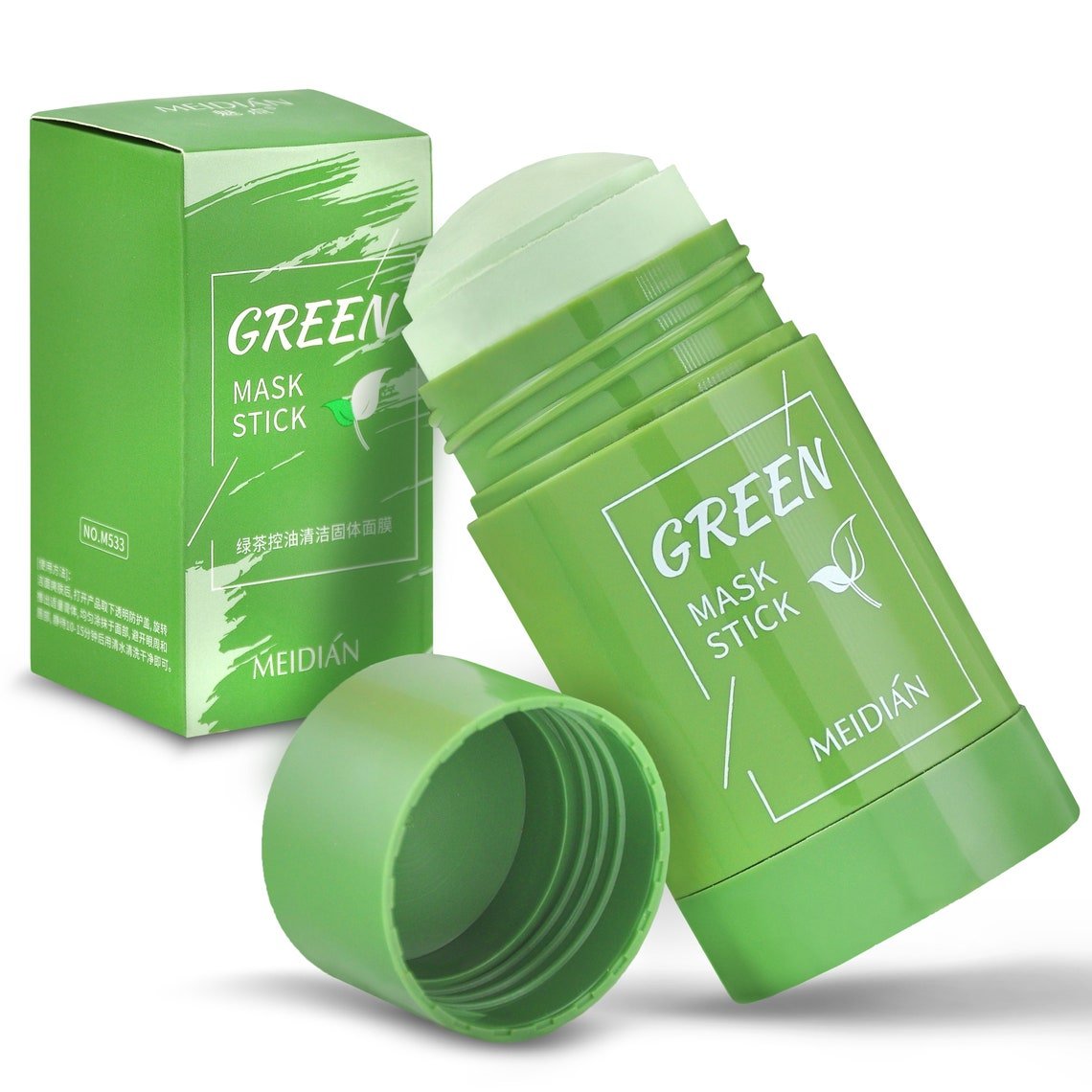 (2 Pack) Green Tea Purifying Clay Mask Stick Face Moisturizes Blackhead Remover Skin Texture Suitable for All Skin Types