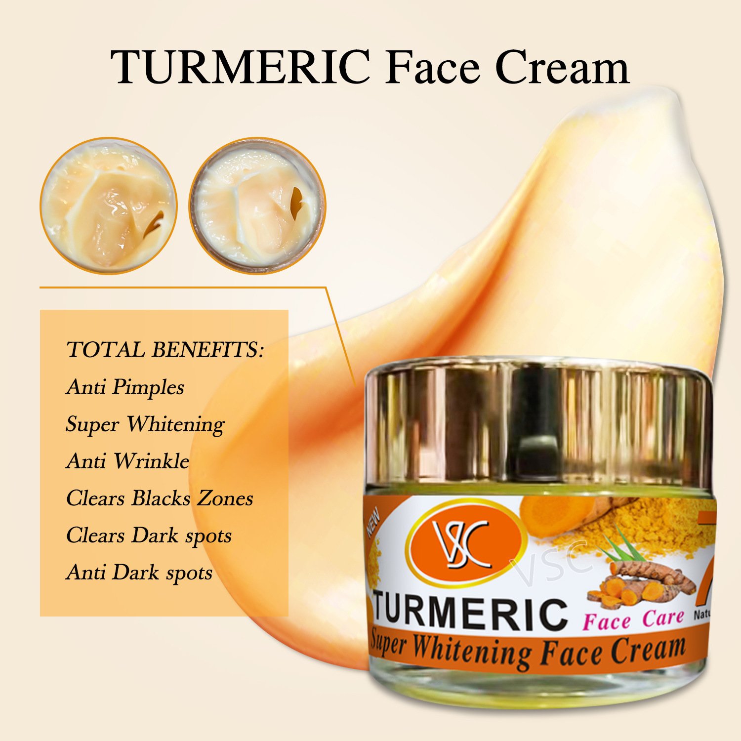 Custom Turmeric Face Cream Firming Face Cream Skin Whitening Turmeric Facial Cream