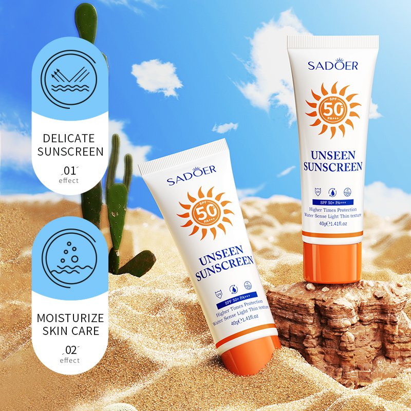 OEM SADOER Private Label Spf 50 Sunscreen Cream Ultraviolet-Proof Moisturizing Skin Whitening Sun Block Sunscreen Face Cream 40g