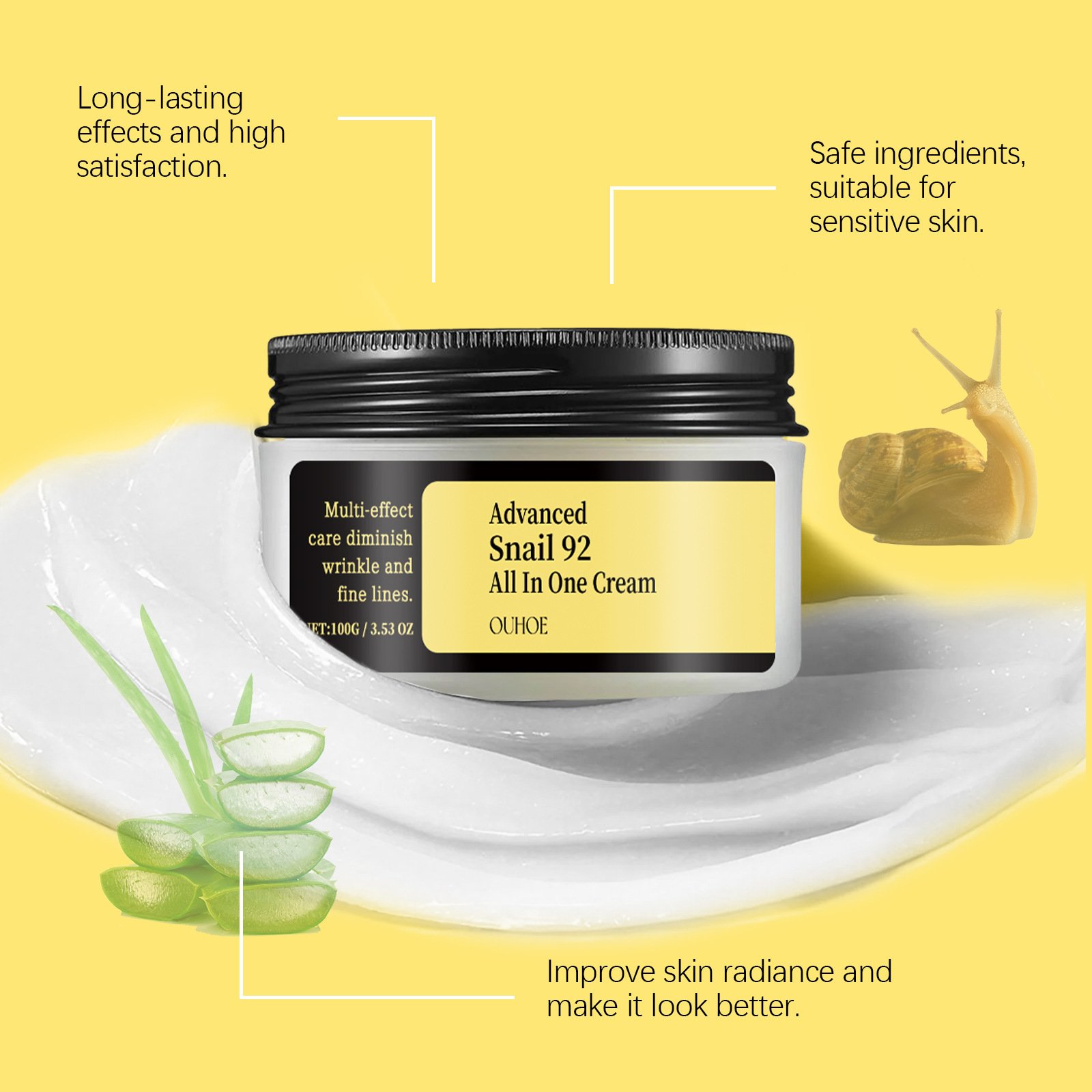 Wholesale Repairing Snail Face Cream Snail Moisturizer Whitening Anti Aging Blemishes Fine Lines Pores Shrink Snail Mucin Cream