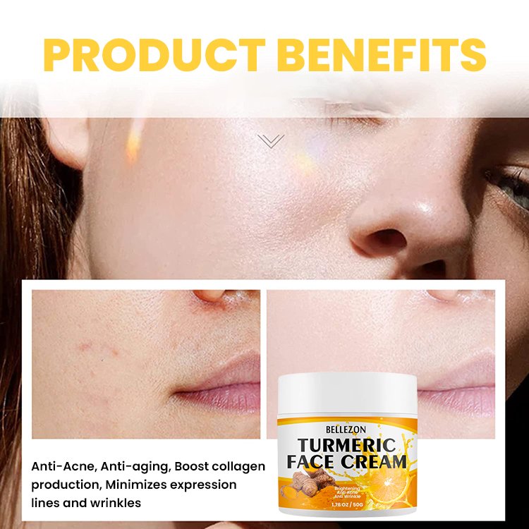 Bellezon Turmeric Facial Cream Wholesale Vitamin C Turmeric Acne Treatment Skin Whitening Moisturizing Face Cream