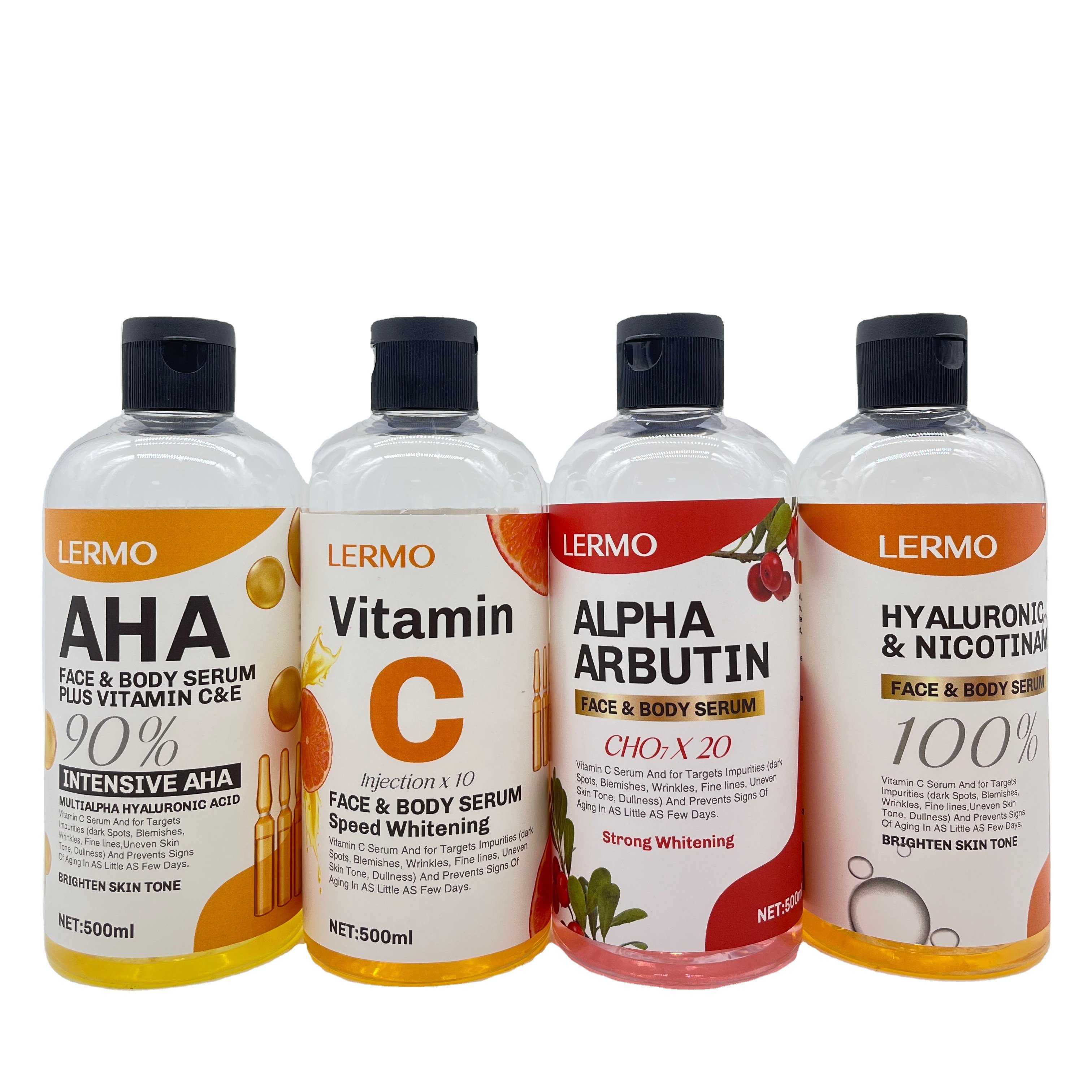 LERMO 500ml Oem/odm Vitamin C Arbutin Face Serum Organic Firming Whitening Moisturizing Lighting Dark Spot Face Serum