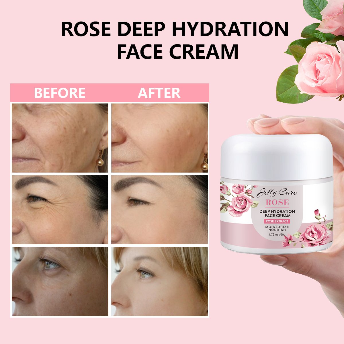 OEM/ODM Rose Moisturizing Face Cream Anti-wrinkle Skin Care Anti-Aging Cosmetics Whitening Beauty Products Facial Cream