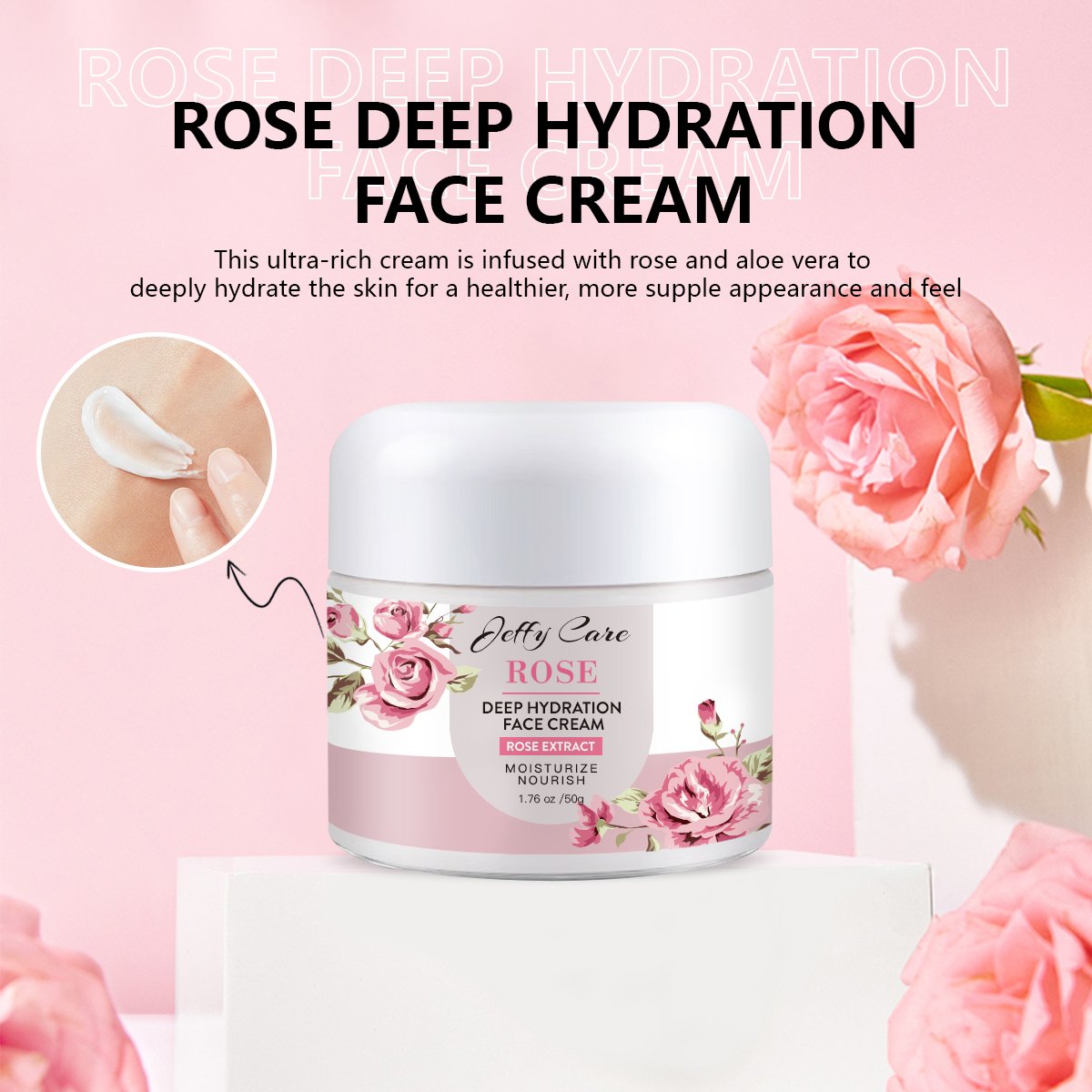 OEM/ODM Rose Moisturizing Face Cream Anti-wrinkle Skin Care Anti-Aging Cosmetics Whitening Beauty Products Facial Cream
