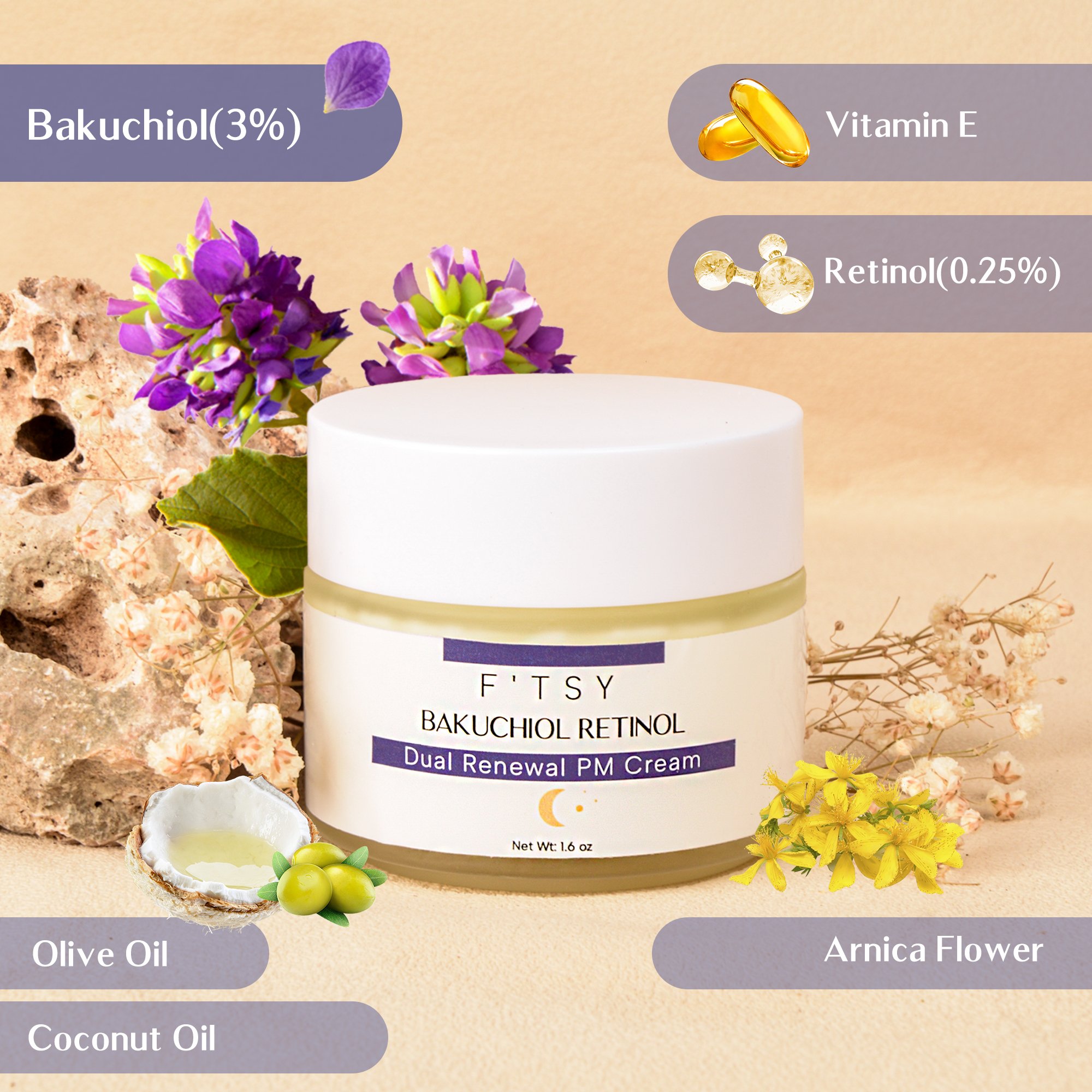 New Product Natural Moisturizer Cream Vitamin E Anti-Oxidation Reduce Fine Lines Bakuchiol Face Cream