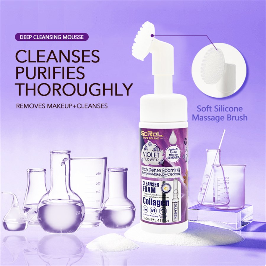 High Quality Face Wash Organic Anti-Aging & Whitening Deep Cleansing Facial Mousse Soothing Violet Foaming Cleanse Skin Care