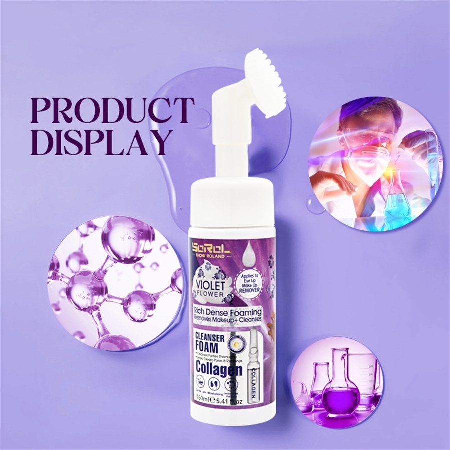 High Quality Face Wash Organic Anti-Aging & Whitening Deep Cleansing Facial Mousse Soothing Violet Foaming Cleanse Skin Care