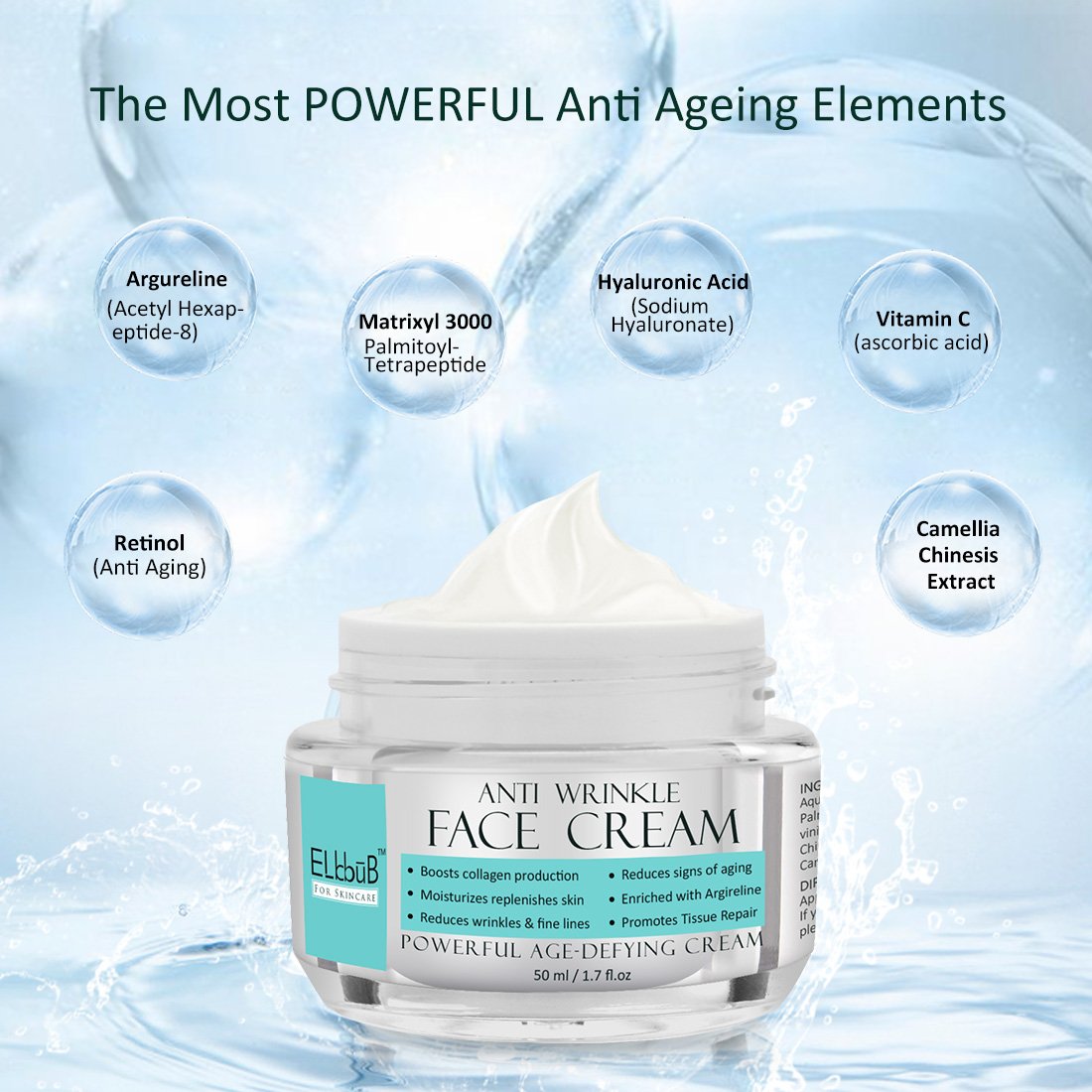 ELBBUB Collagen Facial Anti Aging Retinol Moisturizing Cream Private Label Organic Anti Wrinkle Vitamin C Face Cream for Women