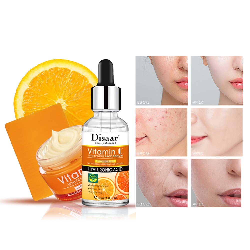 Disaar Wholesale 3 In 1 Set Vitamin C Whitening Skin Care Set Whitening Dark Spot Remover Soap Bars Cream Anti-aging Products