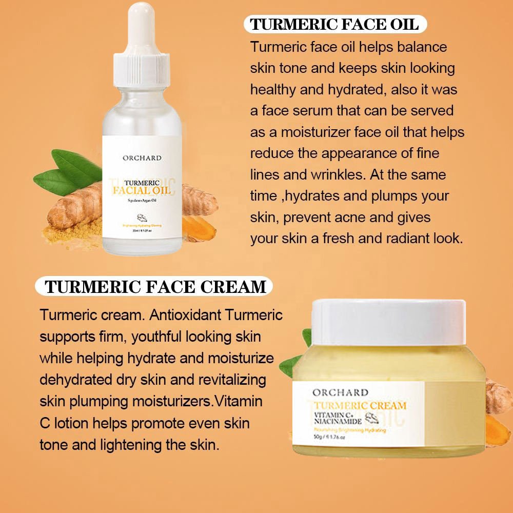 Private Label Korean Best Organic Face Care Whitening Oil Turmeric Skin Care Set Face Cream And Body Whitening