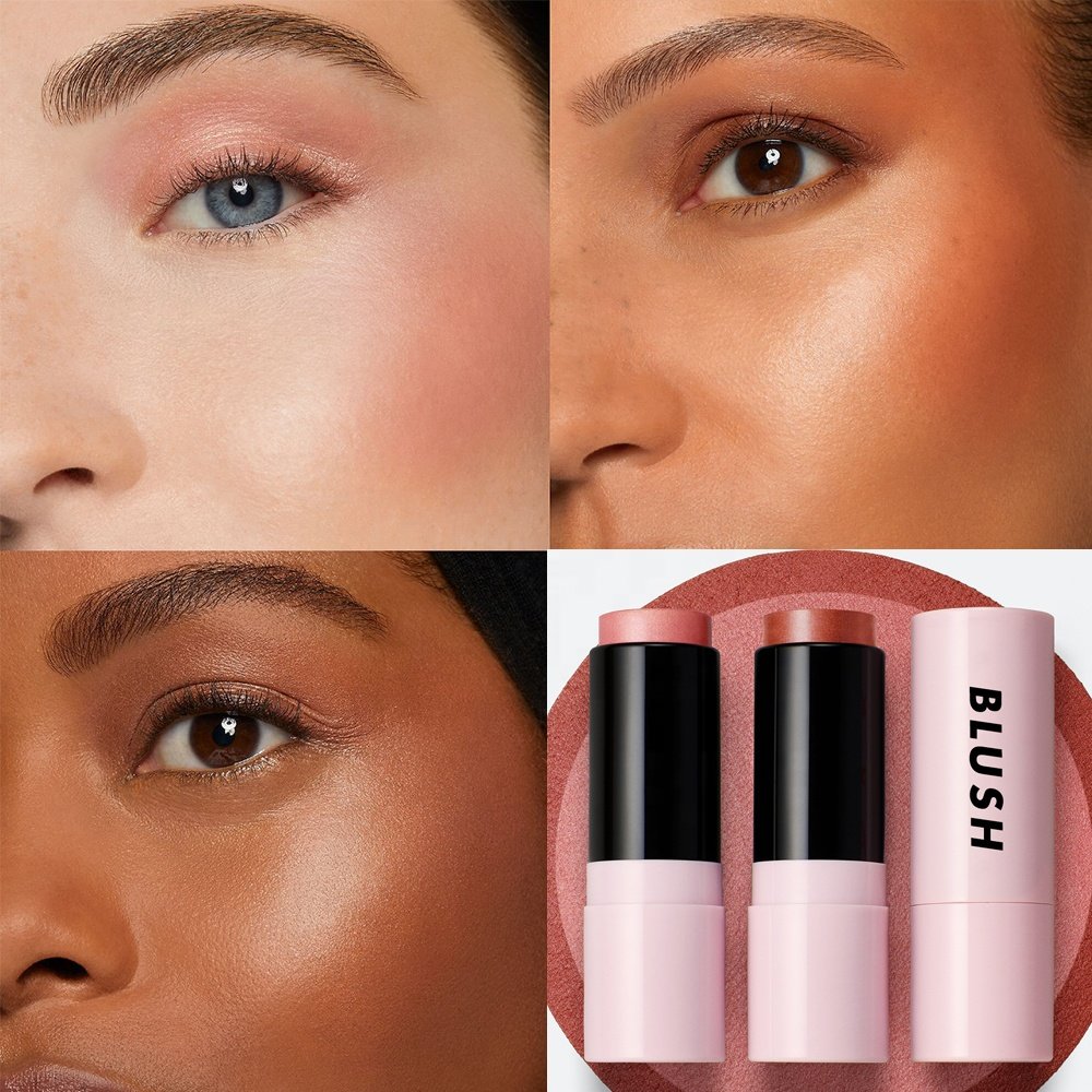 Wholesale Face Contour Blush and Lip Cheek Tint Makeup Creamy Highlighter Blusher Stick Custom Logo Pigmented Vegan Cream Blush