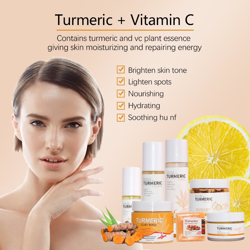 Korean Private Label Natural Organic Vegan Facial Anti Acne Serum Skincare Cream Face Care Whitening Tumeric Skin Care Set (New)