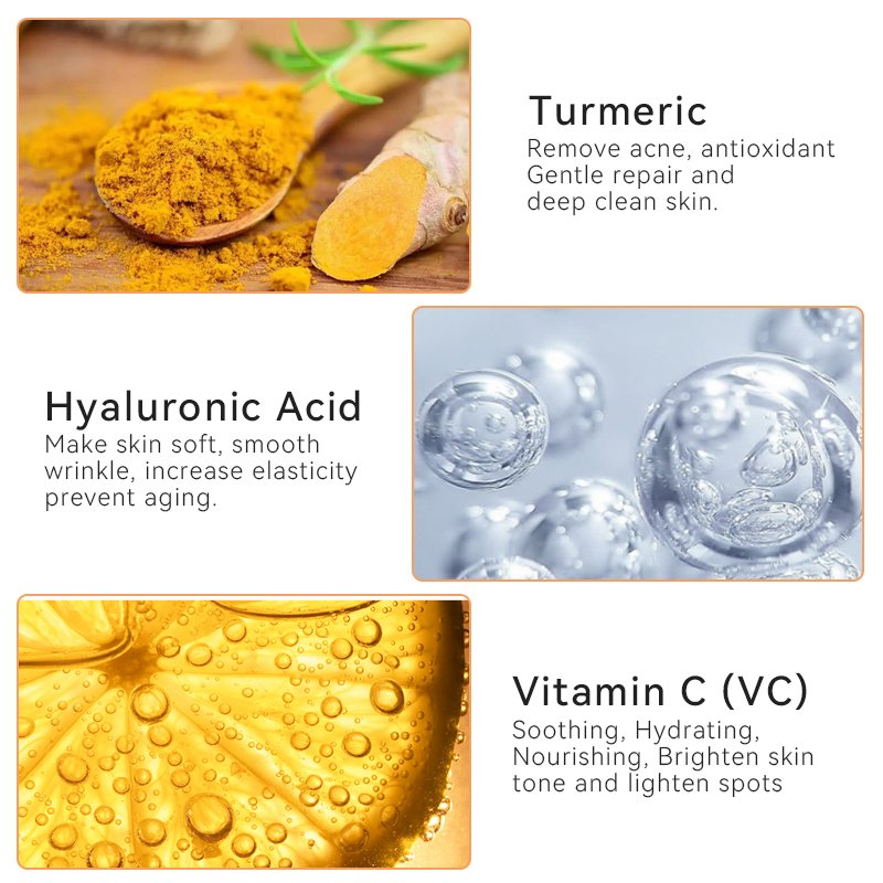 Korean Private Label Natural Organic Vegan Facial Anti Acne Serum Skincare Cream Face Care Whitening Tumeric Skin Care Set (New)
