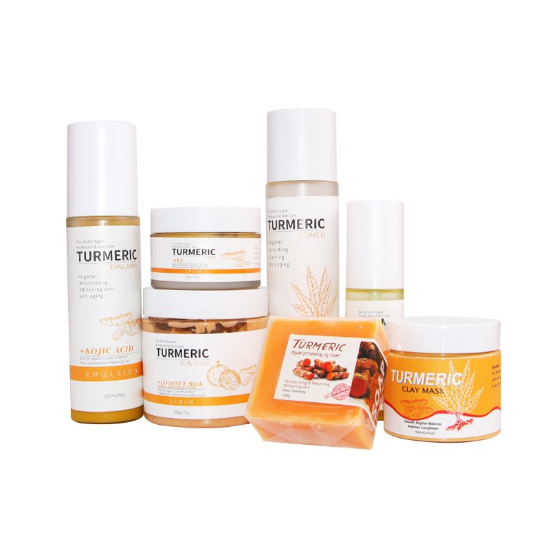 Korean Private Label Natural Organic Vegan Facial Anti Acne Serum Skincare Cream Face Care Whitening Tumeric Skin Care Set (New)