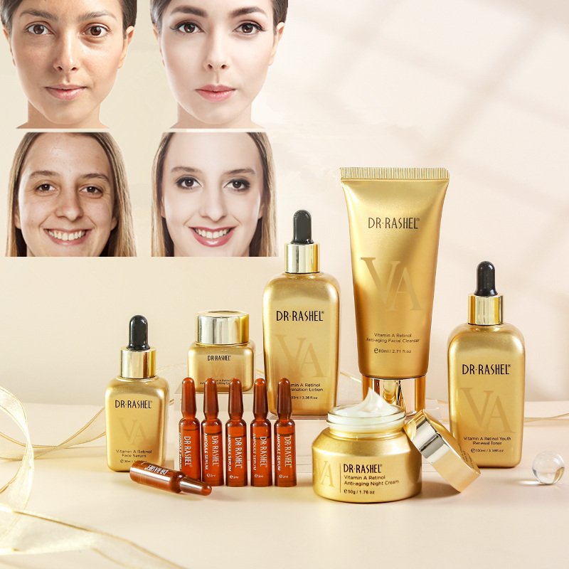 DR RASHEL vitamin A retinol age defying rejuvenation skin care kit anti aging face cleanser eye cream night cream lotion ampoule