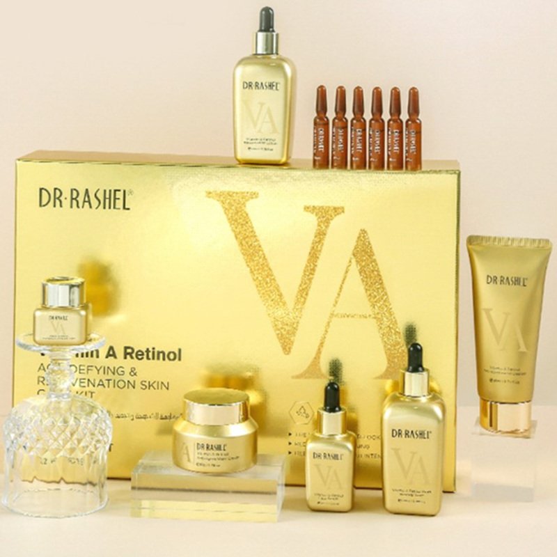 DR RASHEL vitamin A retinol age defying rejuvenation skin care kit anti aging face cleanser eye cream night cream lotion ampoule