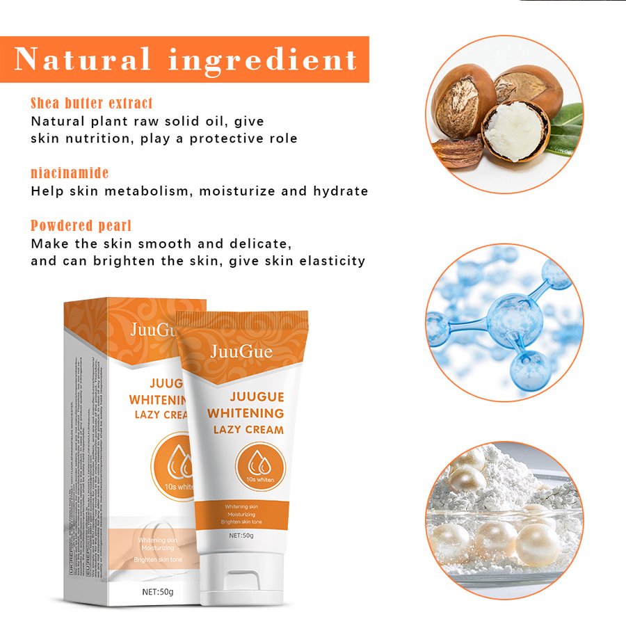 WHITENING LAZY CREAM 50g Lightening Brightening Skin Tone Moisturizing Refreshing Makeup Non-greasy Whitening Face Cream