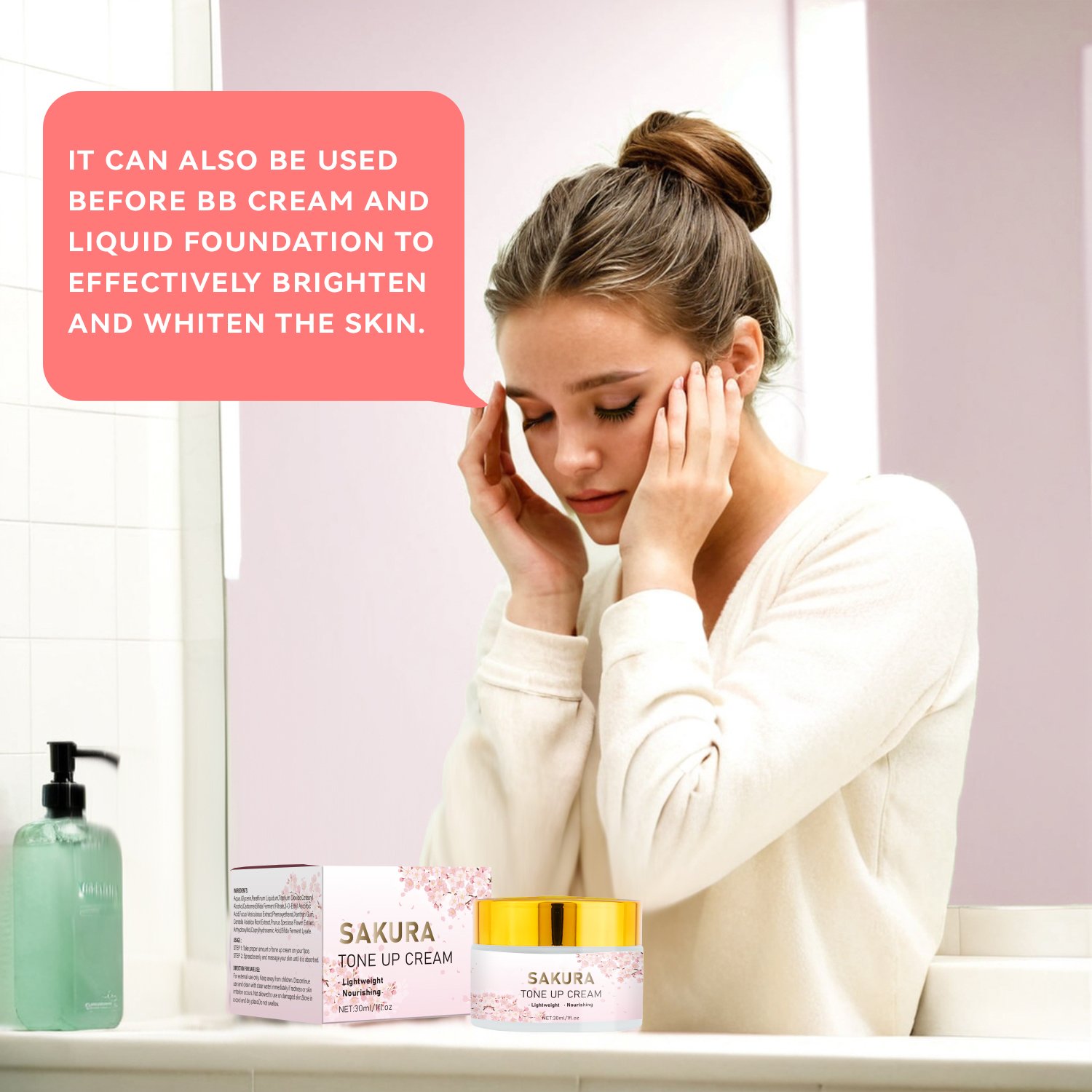Private Label Face Cream& Lotion Sakura Tone Up Cream Wholesale Best Face Skin Whitening Cream Containers For Face Wash
