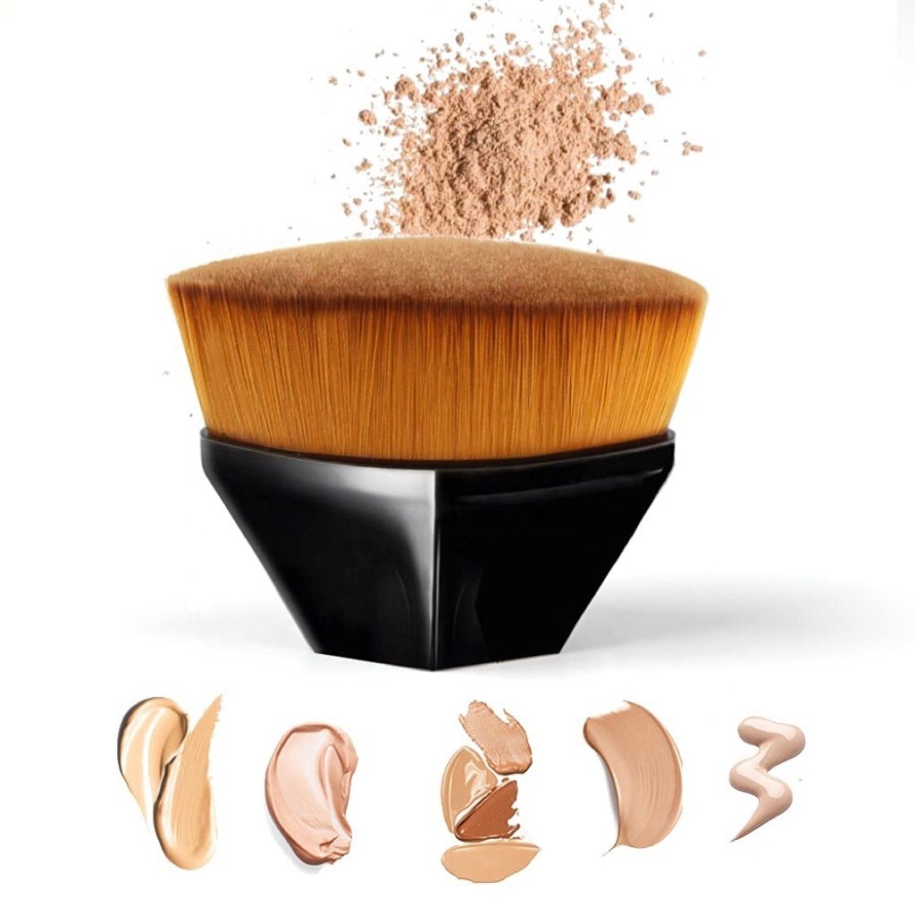 55# Liquid Powder Foundation Makeup Brush Blending Liquid Cream Flat Head Face Cosmetic Powder Brush with Case