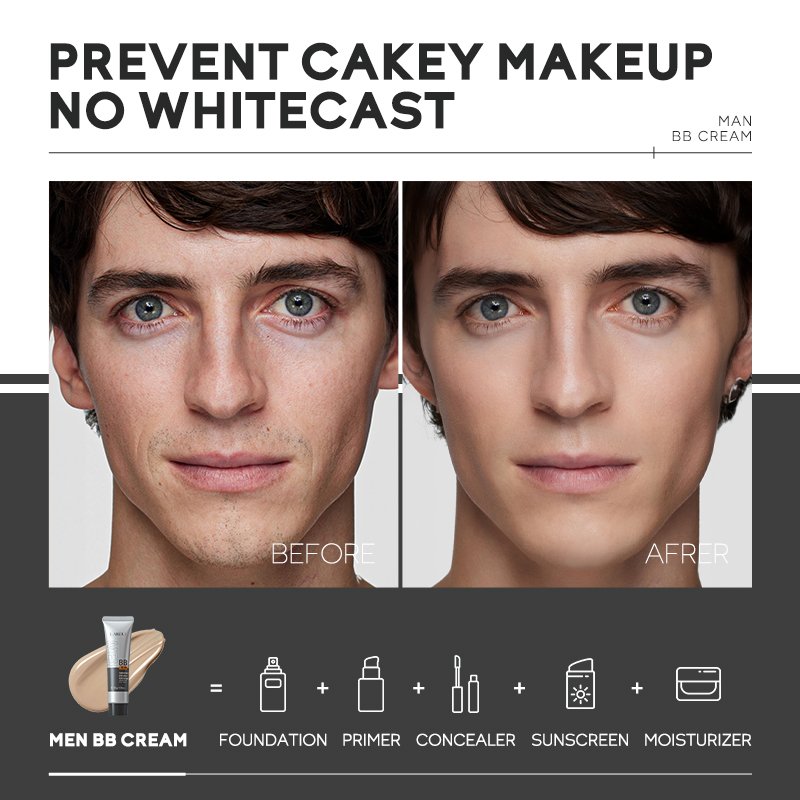 Skin Care Face Liquid Foundation Moisturizing Tone-up Cream Waterproof Concealer Base Makeup BB Cream For Men