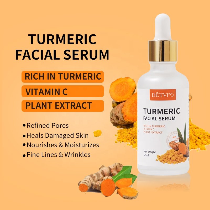 Oem Private Label Organic Vegan Natural Acne Skincare Gift Kit Face Serum Anti Aging Korea Tumeric Facial Skin Care Turmeric Set
