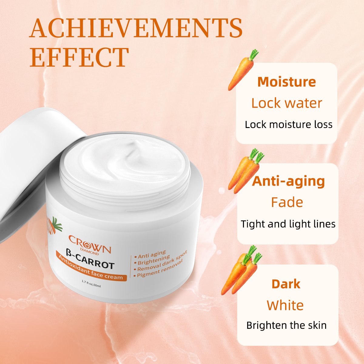 Private Label Vegan Organic Removal Pigment Dark Spot Moisturizing Repairing Anti-Aging Carrot Whitening Face Skin Care Cream