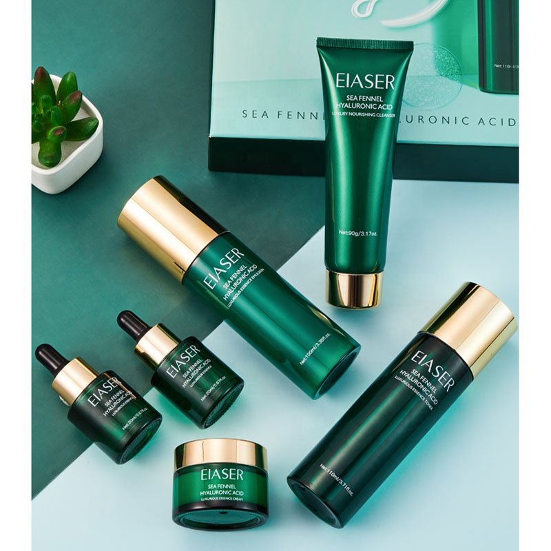 Sea Fennel Hyaluronic Acid Skincare Set Luxury Kit Toner Lotion Face Cream Facial Cleanser Serum Skin Care Products Gift Box Set