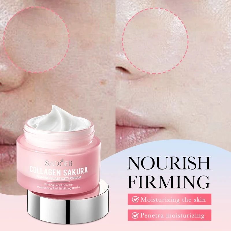 SADOER Wholesale Organic Sakura Moisturizing Brightening Skin Care Face Cream Collagen Firming Anti Aging Adult Facial Cream