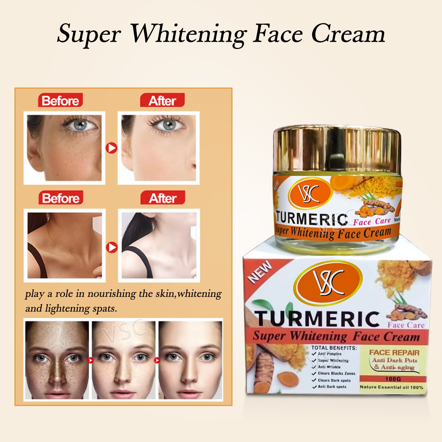New Turmeric Cream Moisturizing Body Cream Skin Lightening Face Cream