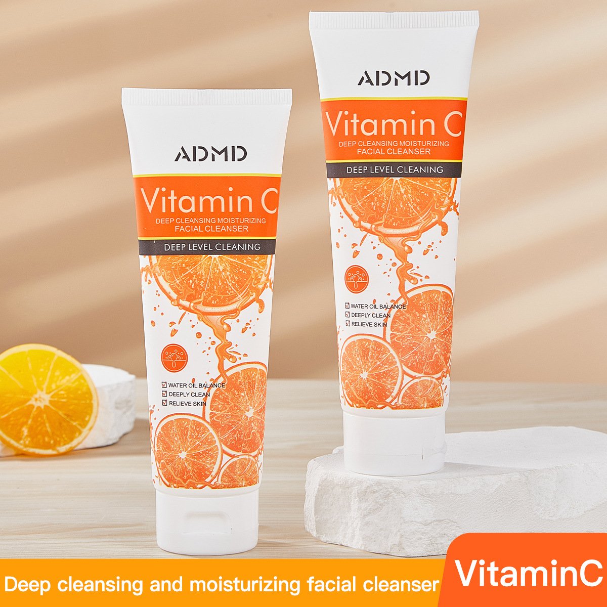 Wholesale Pure Organic Vitamin C Facial Cleanser OEM Hyaluronic Acid Face Cream for Whitening Deep Cleansing and Hydrating