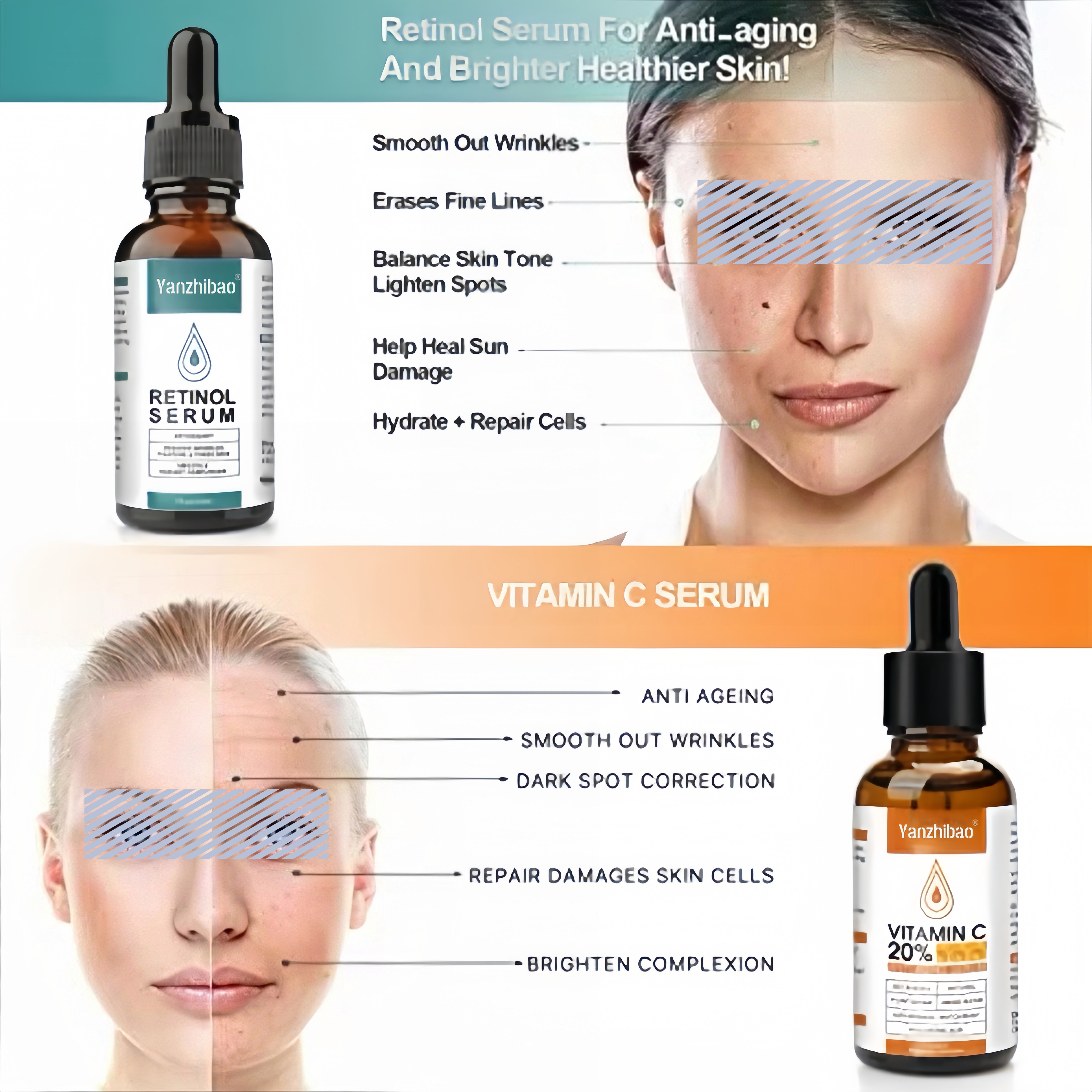 Day-Night Anti-Aging Vitamin C Serum for Face with Amino Acids OEM Supply Skin Collagen & Hydrate Plump Facial Cream