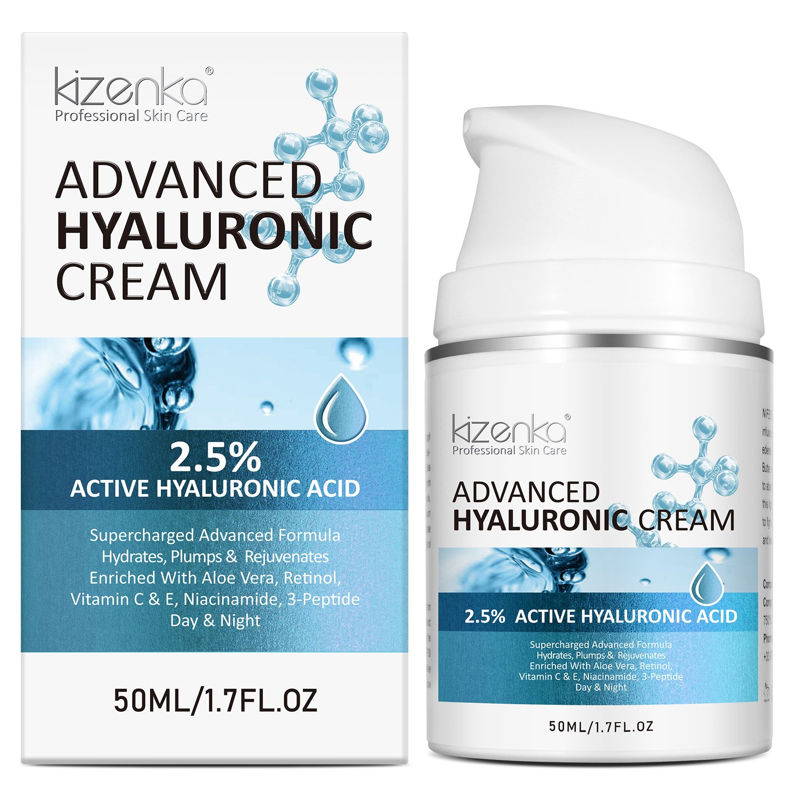 KIZENKA Vitamin E Face Cream Anti Aging Wrinkle Skin Whitening Day Night Hyaluronic Acid Collagen Moisturizing Retinol Cream
