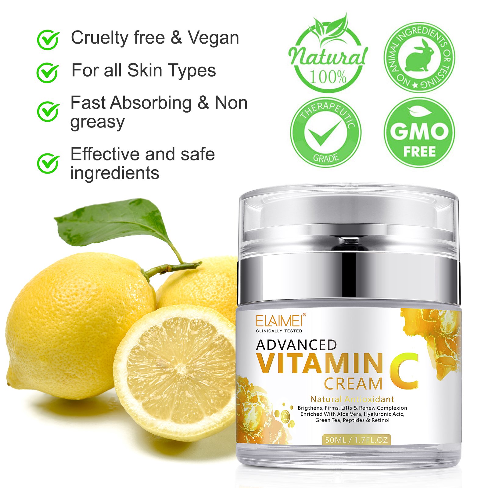 ELAIMEI Wholesale Hot Sale Moisturizing Anti Aging Anti-Wrinkle Whitening Brightening Vitamin C Face Cream for Body
