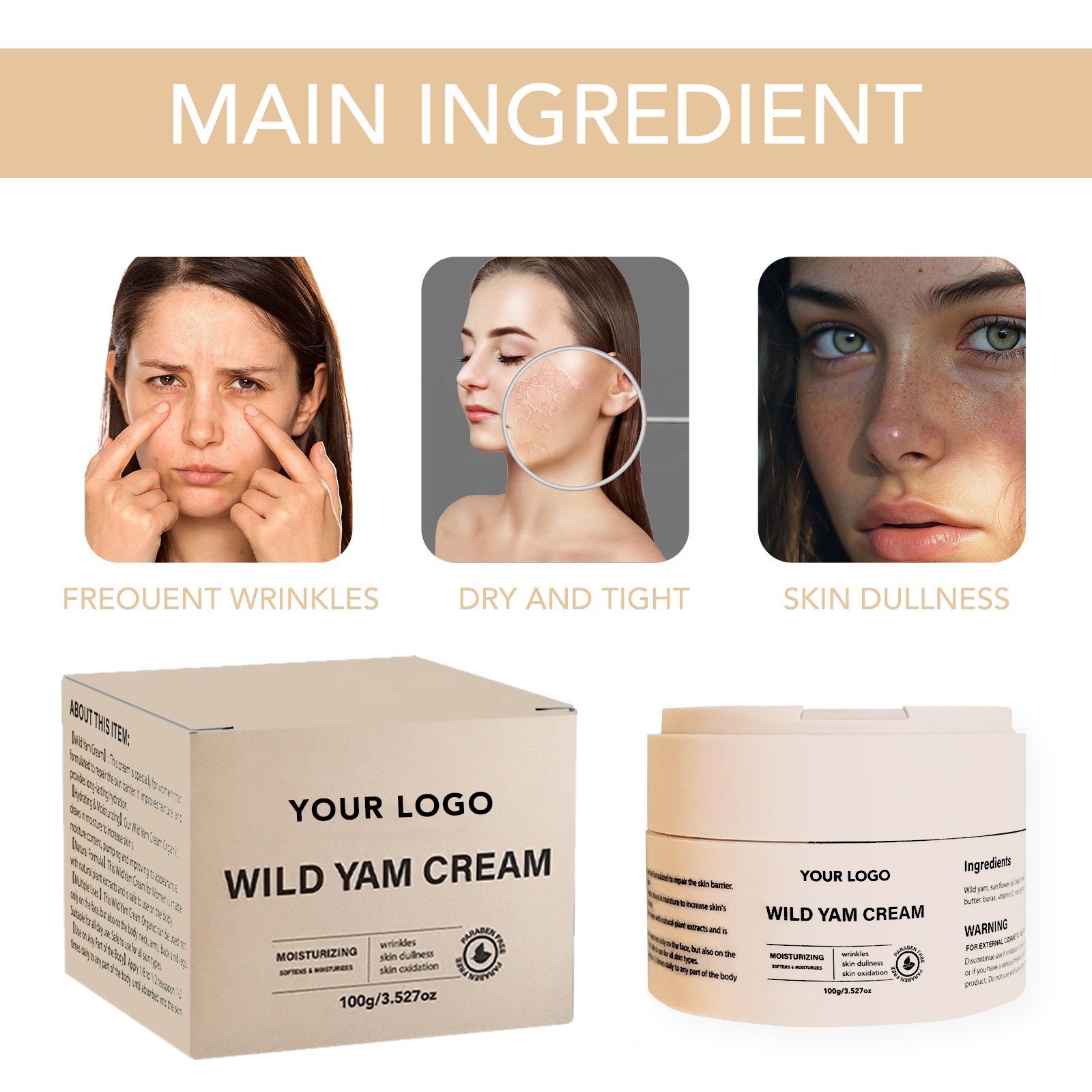Private Label Moisturizing Cream For Face Wild Yam Cream Day And Night Freckle Whitening Face Cream