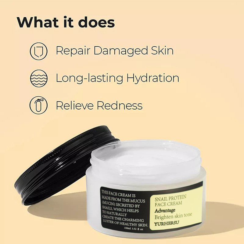 YURHERSU OEM Organic Korean Skin Care Snail Advanced 92 Mucin Essence Moisturizing Repair Snail Face Cream