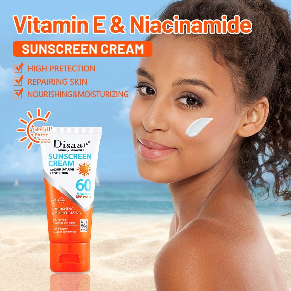 Disaar SPF 60 12 Hour UV Sun Protection Preventing Skin Aging African Face Sunblock Repairing Sun Damage Sunscreen Cream
