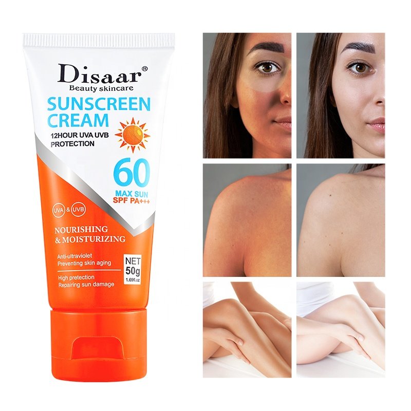 Disaar SPF 60 12 Hour UV Sun Protection Preventing Skin Aging African Face Sunblock Repairing Sun Damage Sunscreen Cream