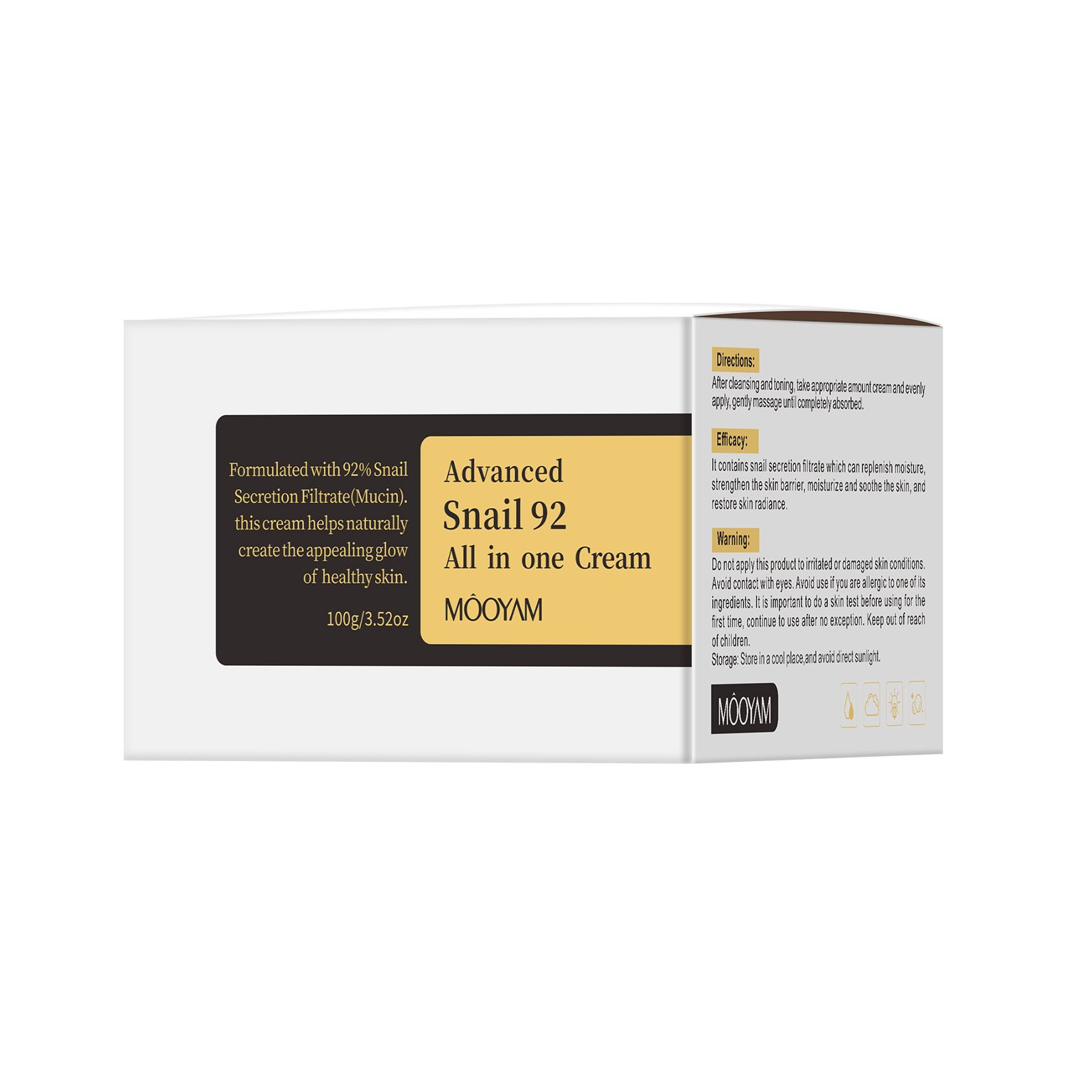 MOOYAM moisturizing face cream nourishing skin repair anti dark pots& anti-aging Advanced Snail 92 All in one Cream 100g