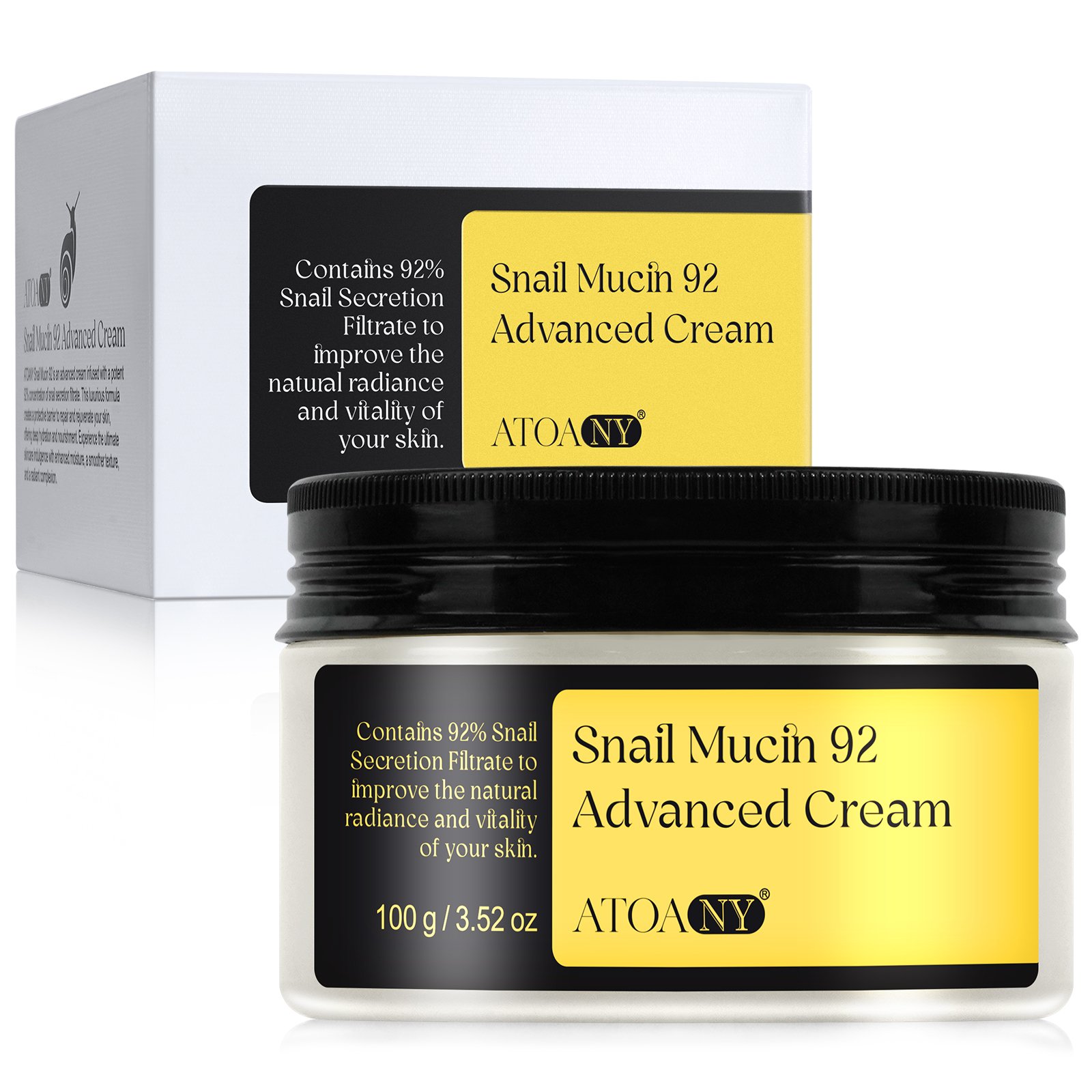 Wholesale 100g Snail Mucin 92% Advanced Cream Private Label Daily Face Care Moisturizer Skin Bleaching Whitening Snail Cream