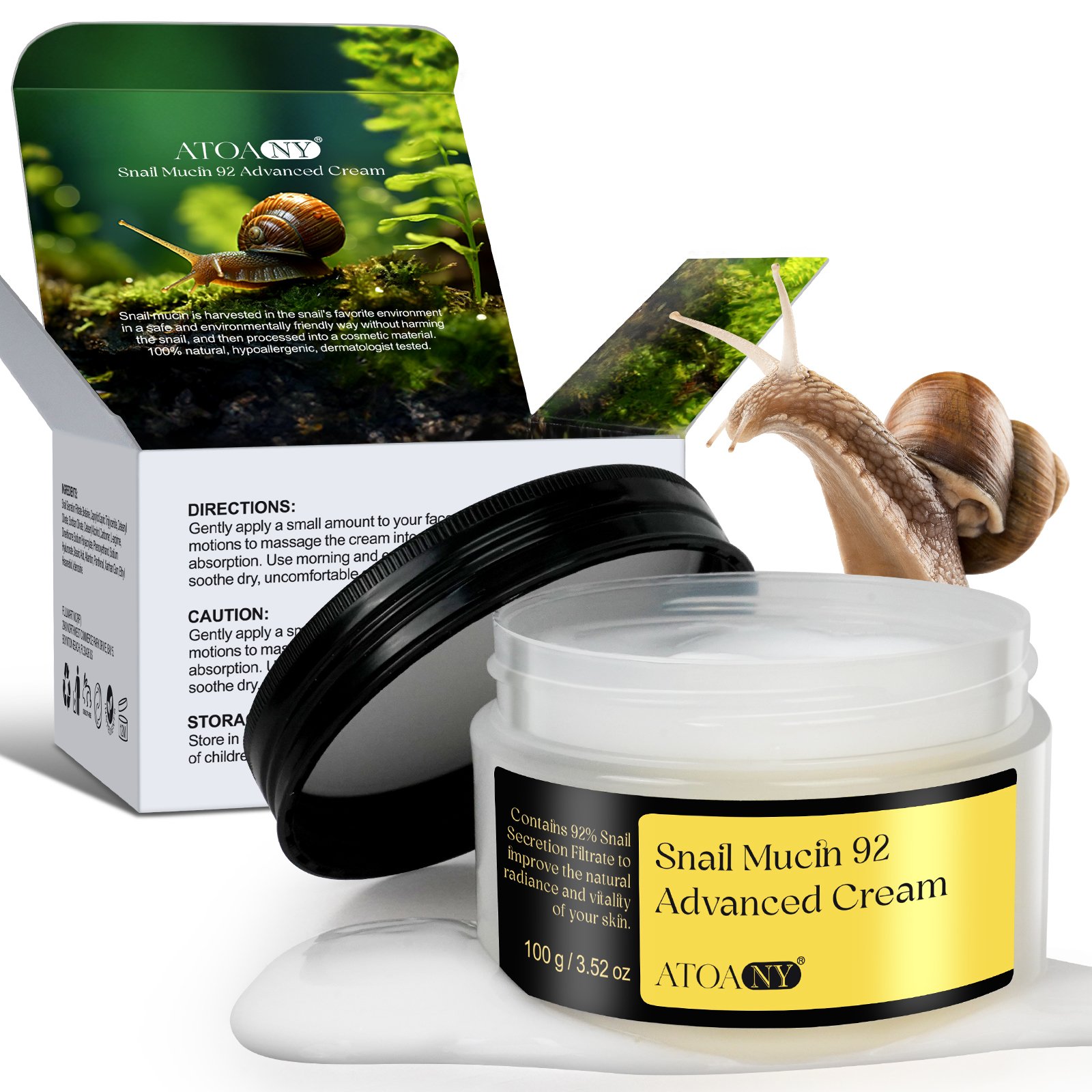 Wholesale 100g Snail Mucin 92% Advanced Cream Private Label Daily Face Care Moisturizer Skin Bleaching Whitening Snail Cream