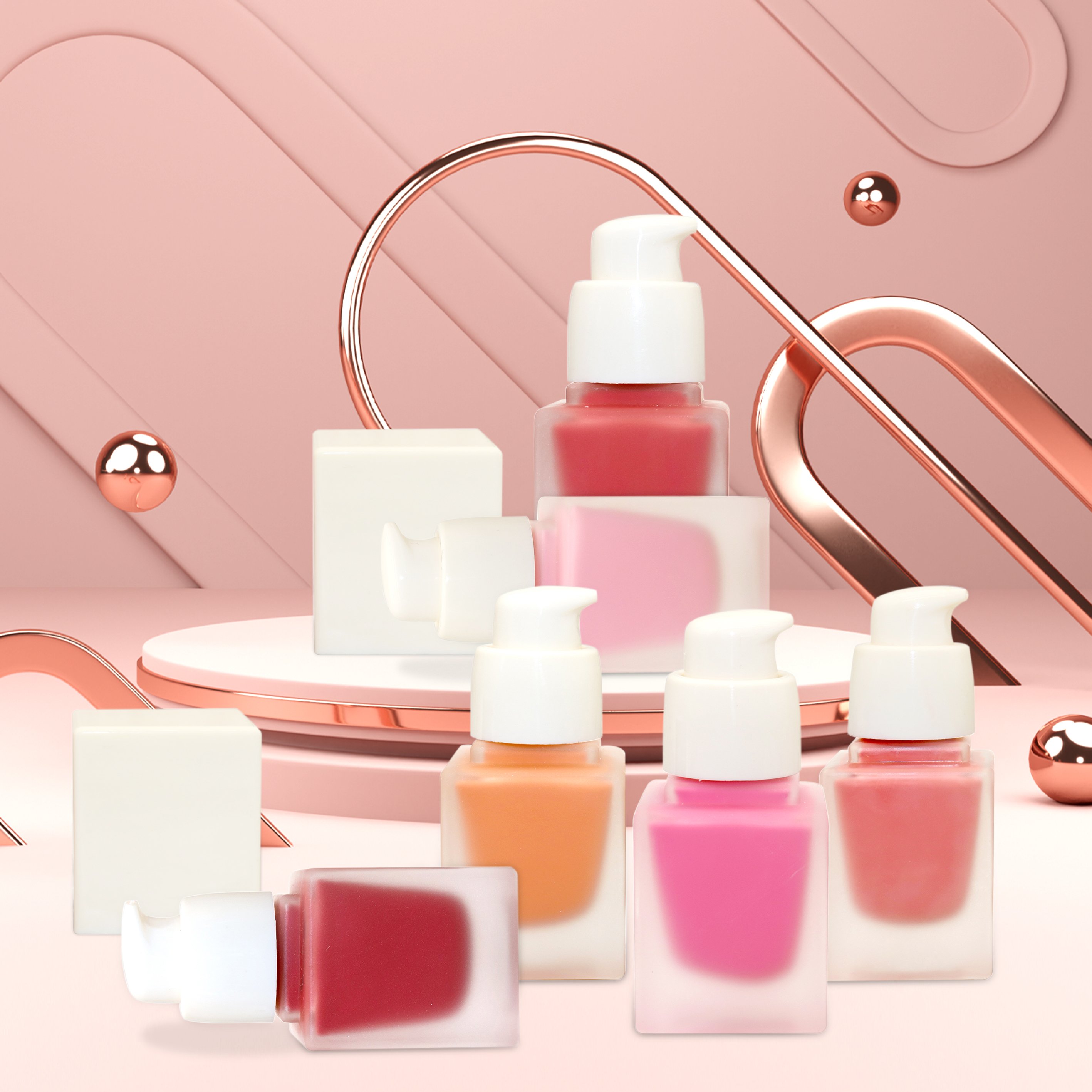 Make Your Brand Vegan Matte Liquid Blush Custom Face Lip Cream Blush Private Label Rose Gold Tint Cruelty Free Liquid Blusher