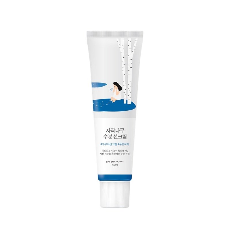 ROUND LAB Birch Juice Moisturizing Sun Cream- Made in Korea 50ml Olive Young Awards Glow Pick Birch Juice Sap Moisture