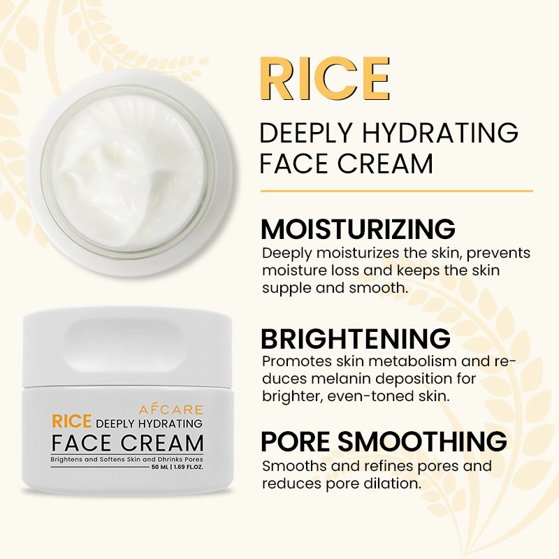 Wholesale Face Cream Paraben-free Pore Smoothing & Moisturizing and Rose & Jojoba Seed oil Rice Cream for Face Whitening