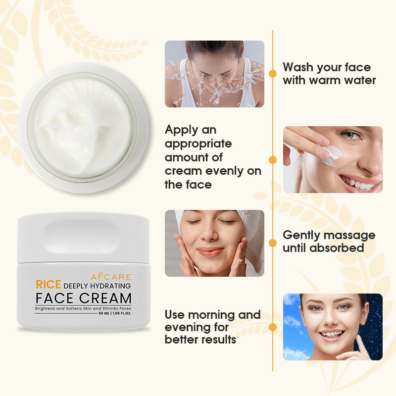 Wholesale Face Cream Paraben-free Pore Smoothing & Moisturizing and Rose & Jojoba Seed oil Rice Cream for Face Whitening