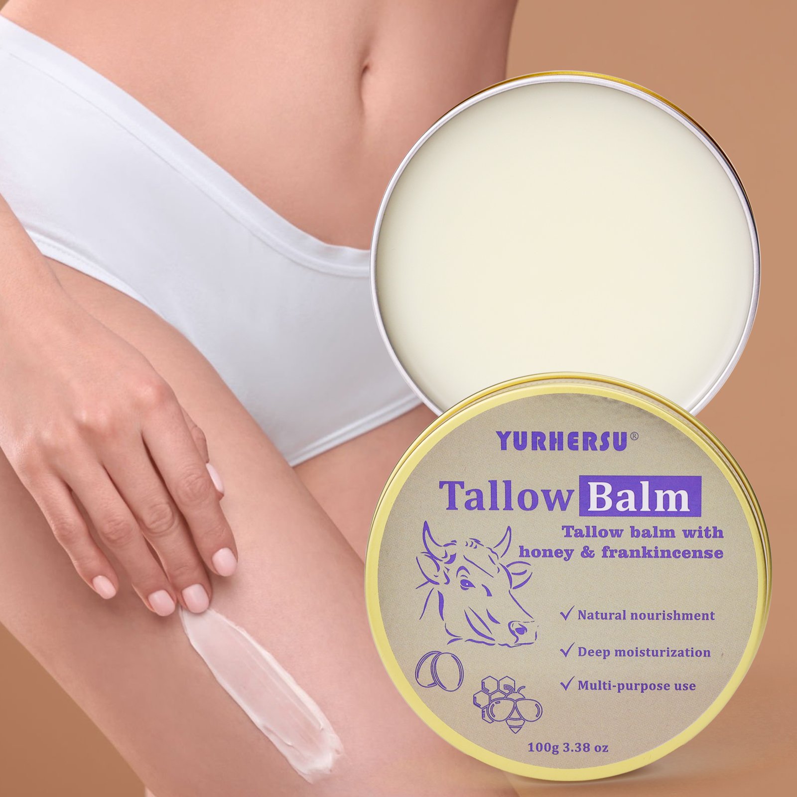 Wholesale Price All-natural Moisturizer Face & Body Balm Raw Wild Honey Blend For Skin Hydration Organic Beef Tallow