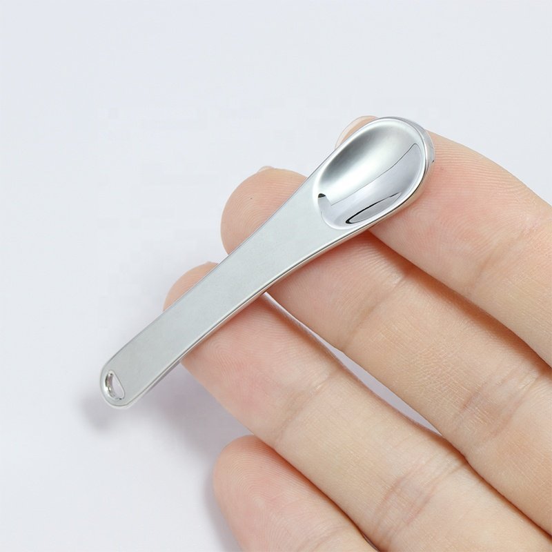 Luxury Metal Skin care Spoon Spatula for Eye Cream facial Mixing Silver Mini Stainless Steel Cosmetic Spatula