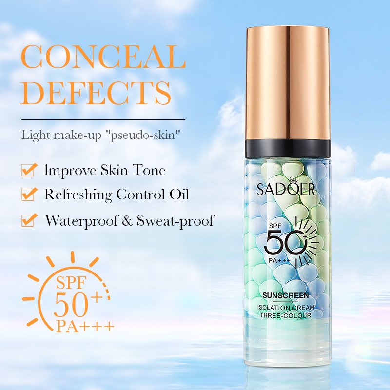 Three Color Mineral Sunblock Lotion Whitening Face and Body Sunblock Natural Skin Care Sunblock Repair Cream