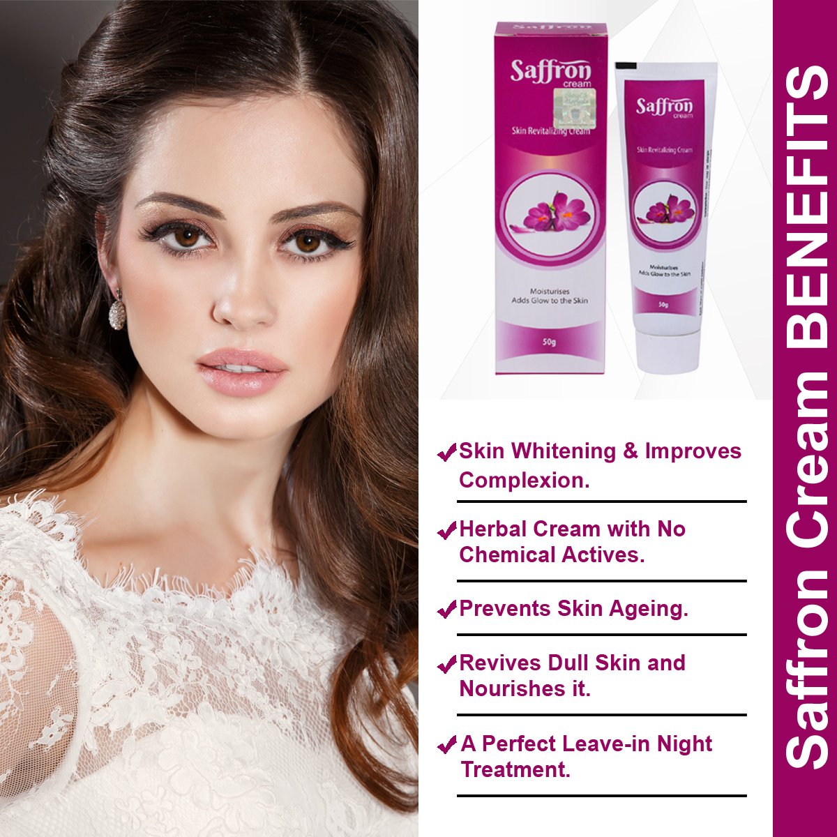saffron cream Herbal skin cream whitening and improving complexion without chemical natural cream